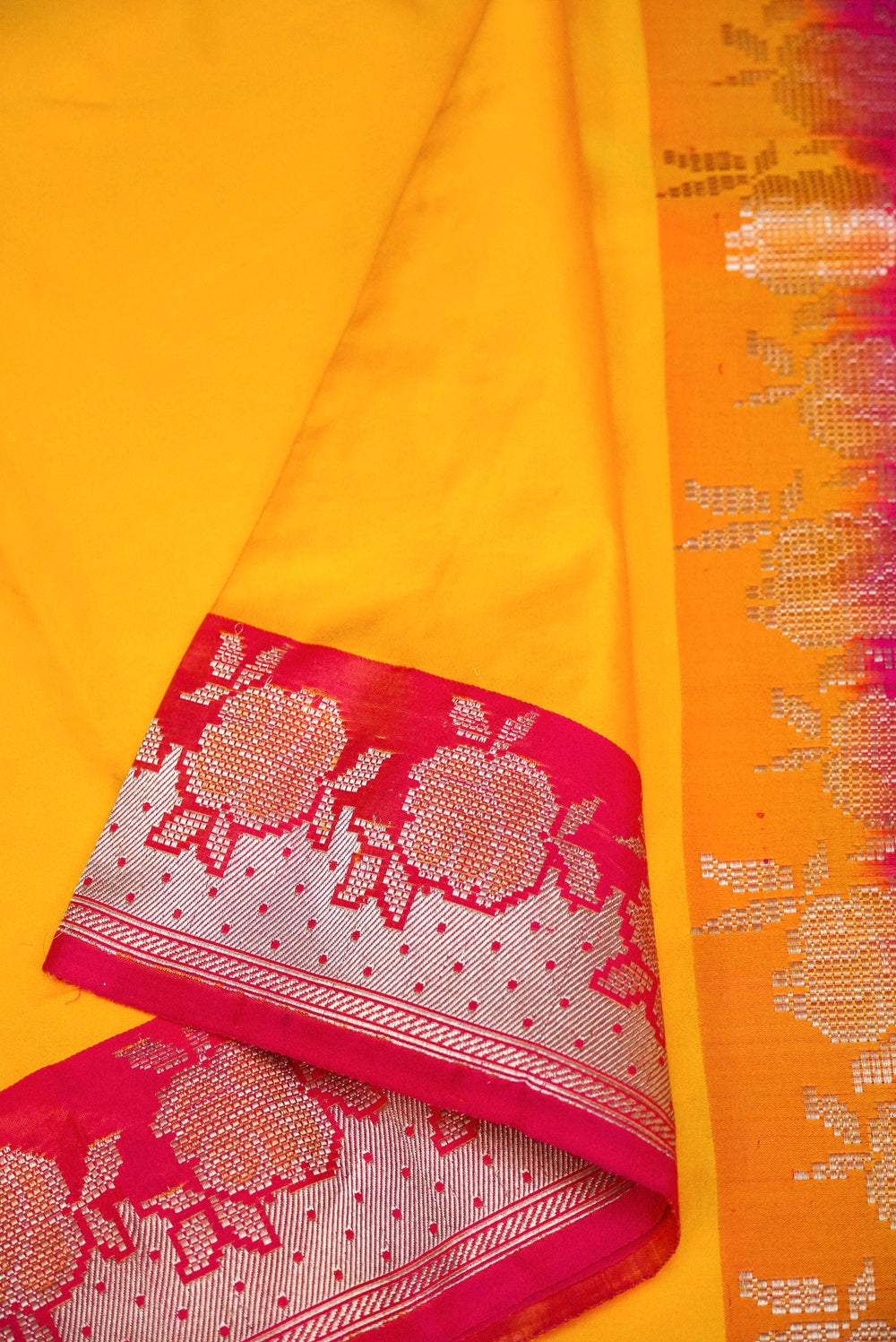 Handwoven Yellow Banarasi Katan Silk Saree