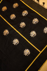 Handwoven Black Banarasi Katan Soft Silk Saree