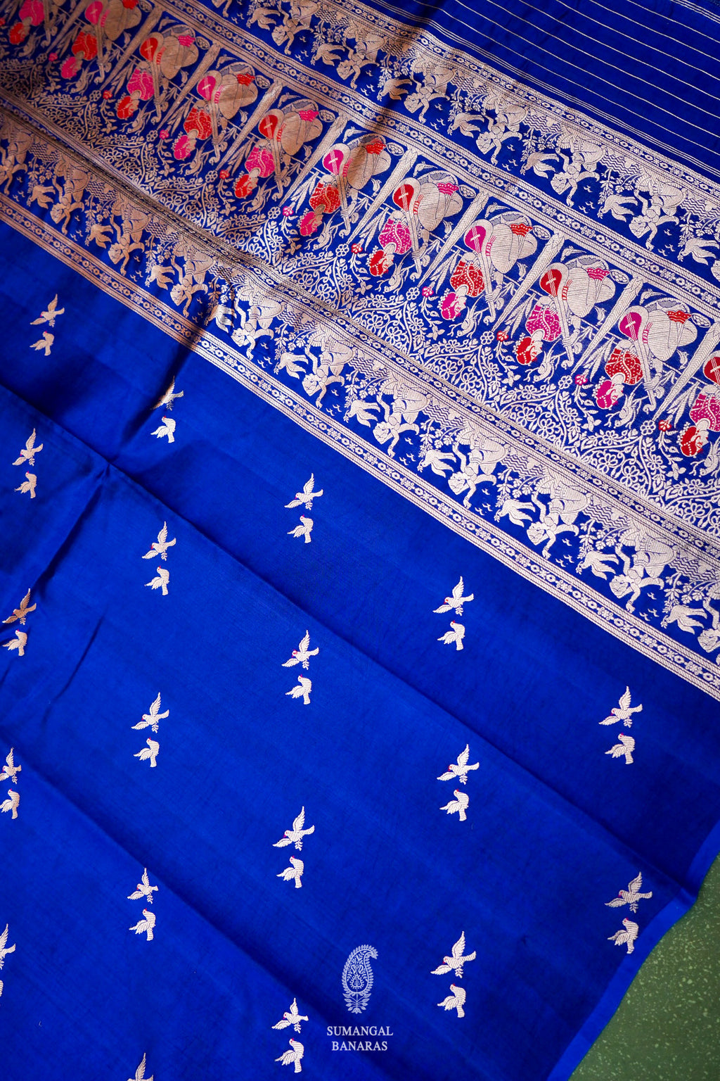 Handwoven Blue Banarasi Katan Soft Silk Saree