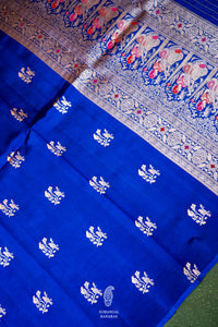 Handwoven Blue Banarasi Katan Soft Silk Saree