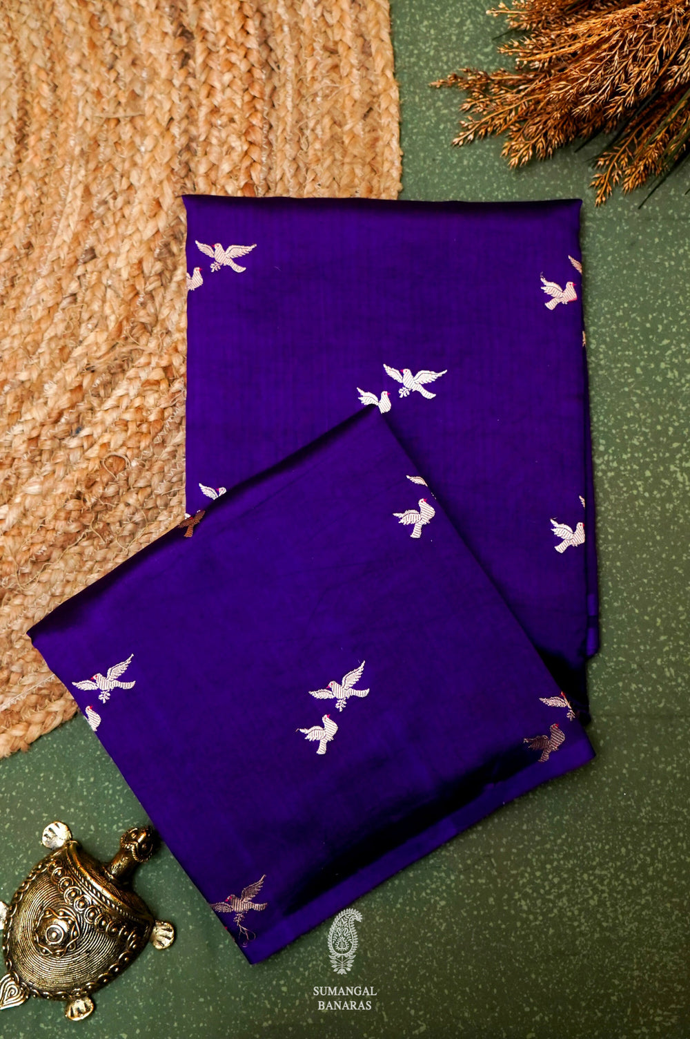 Handwoven Purple Banarasi Katan Soft Silk Saree