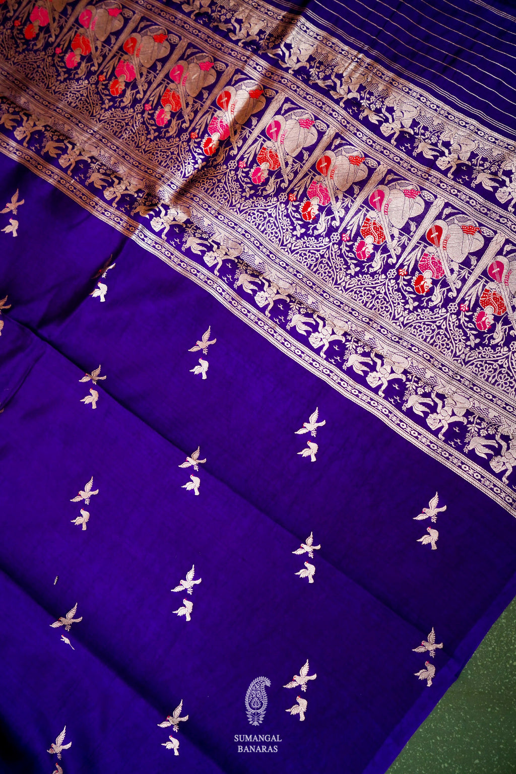 Handwoven Purple Banarasi Katan Soft Silk Saree