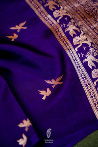 Handwoven Purple Banarasi Katan Soft Silk Saree