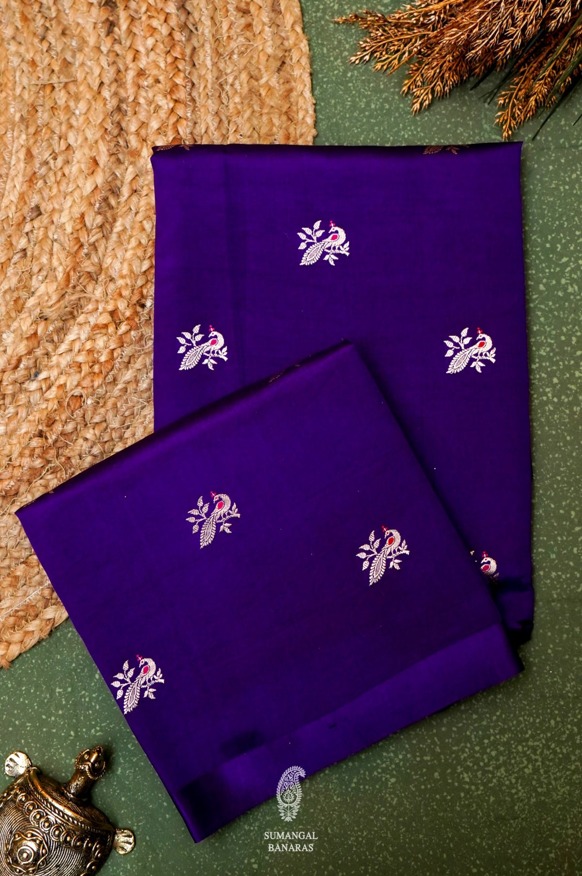 Handwoven Purple Banarasi Katan Soft Silk Saree