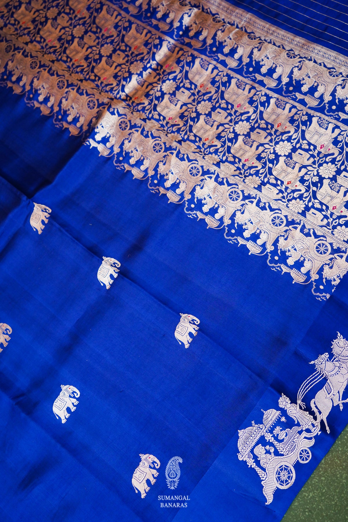 Handwoven Blue Banarasi Katan Soft Silk Saree