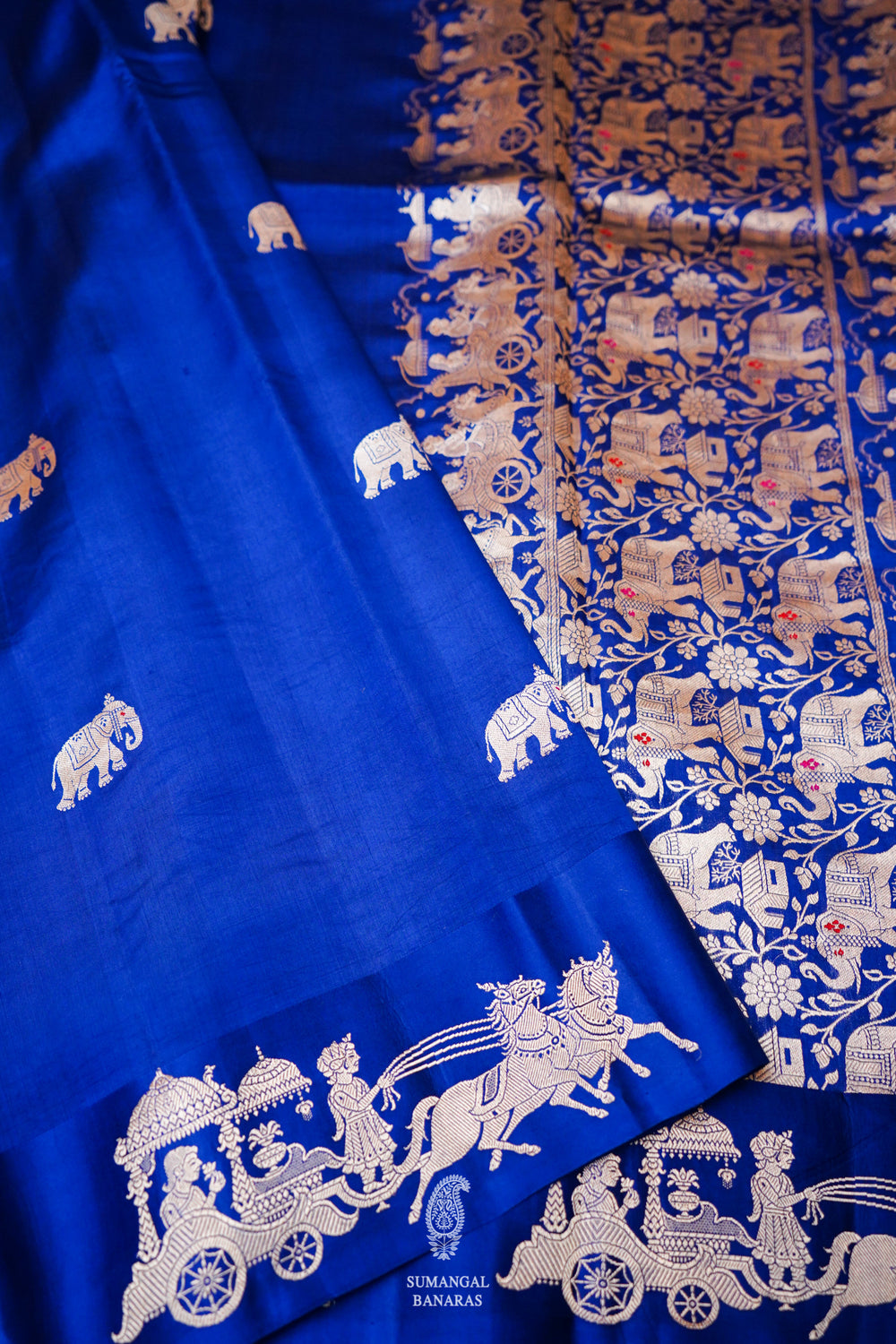 Handwoven Blue Banarasi Katan Soft Silk Saree