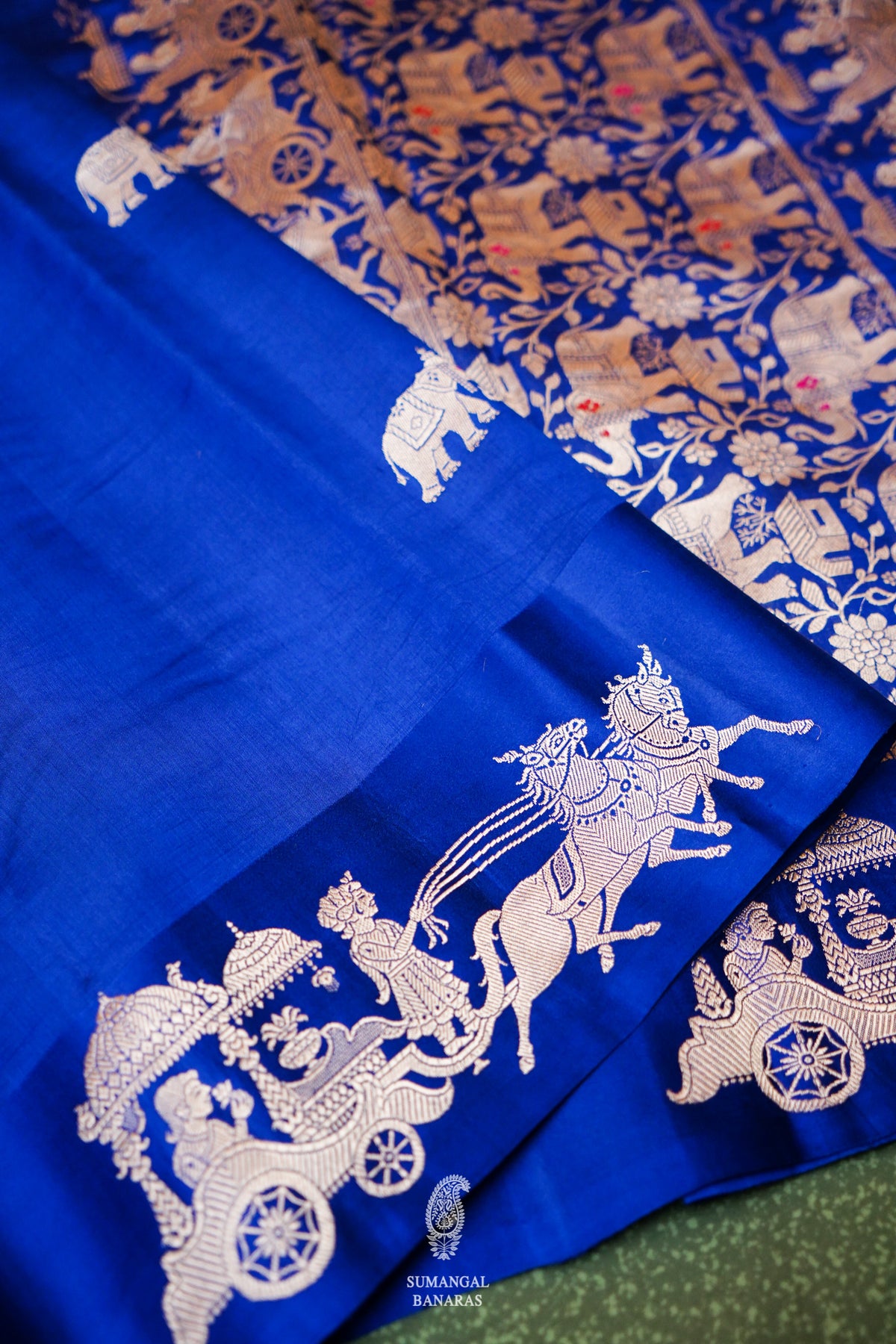 Handwoven Blue Banarasi Katan Soft Silk Saree