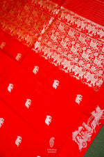 Handwoven Red Banarasi Katan Soft Silk Saree