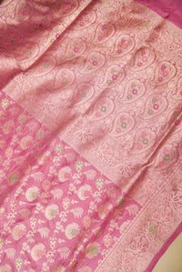 Handwoven Onion Pink Banarasi Katan Silk Saree