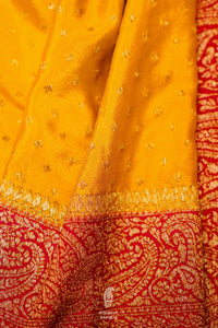 Handwoven Yellow Banarasi Crepe Georgette  Saree