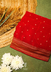 Handwoven Red Banarasi Crepe Georgette  Saree