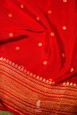 Handwoven Red Banarasi Crepe Georgette  Saree