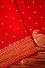 Handwoven Red Banarasi Crepe Georgette  Saree