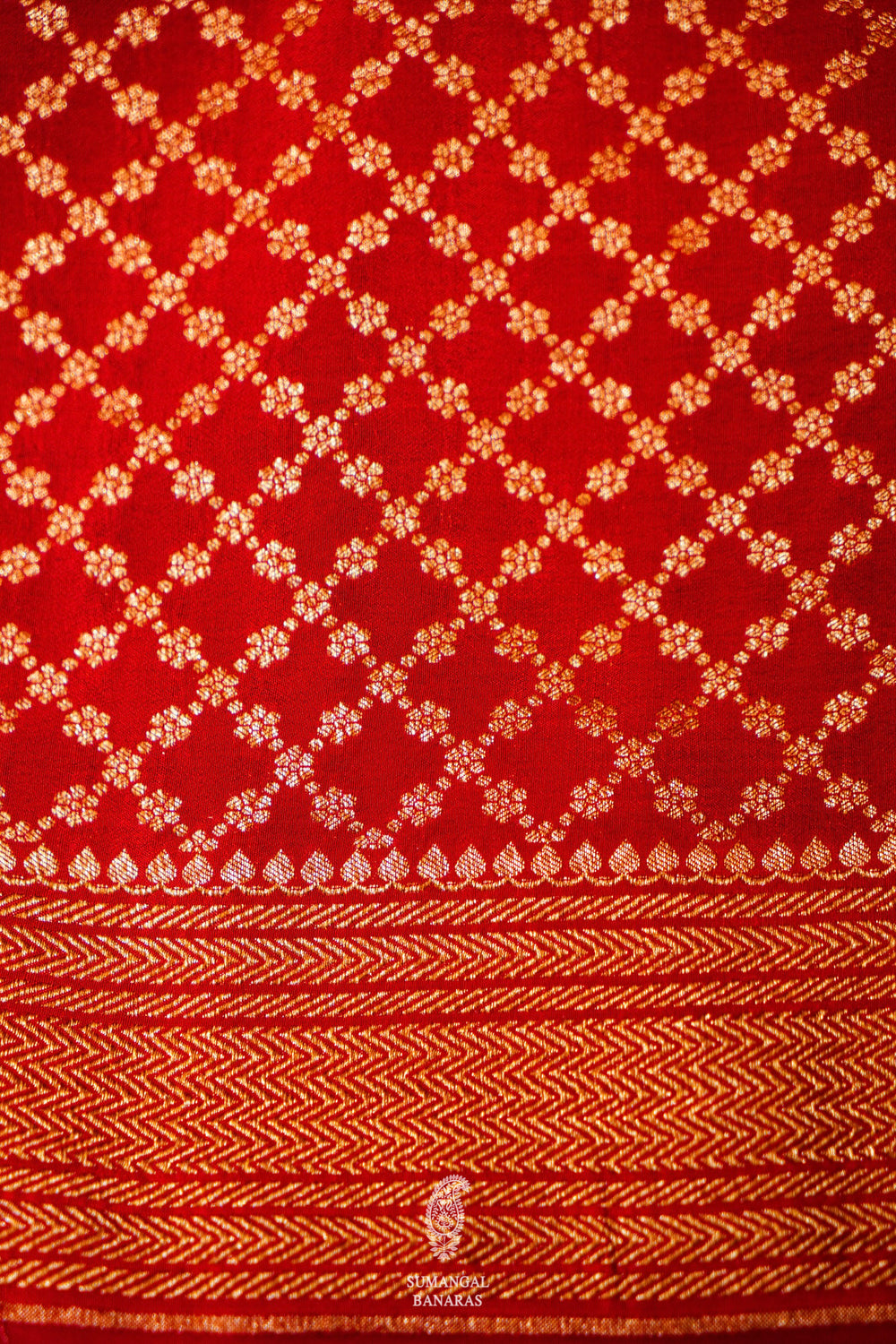 Handwoven Red Banarasi Crepe Georgette  Saree