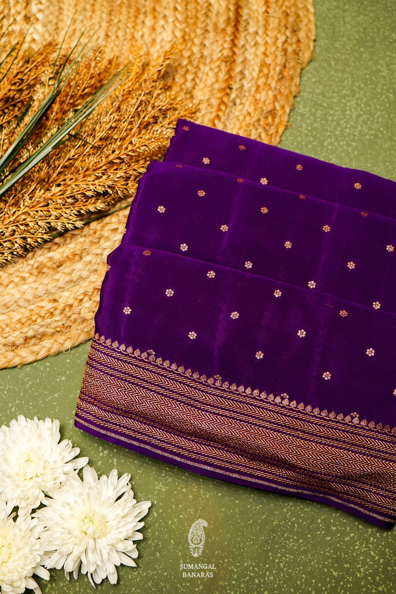 Handwoven Purple Banarasi Crepe Georgette  Saree