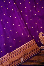 Handwoven Purple Banarasi Crepe Georgette  Saree