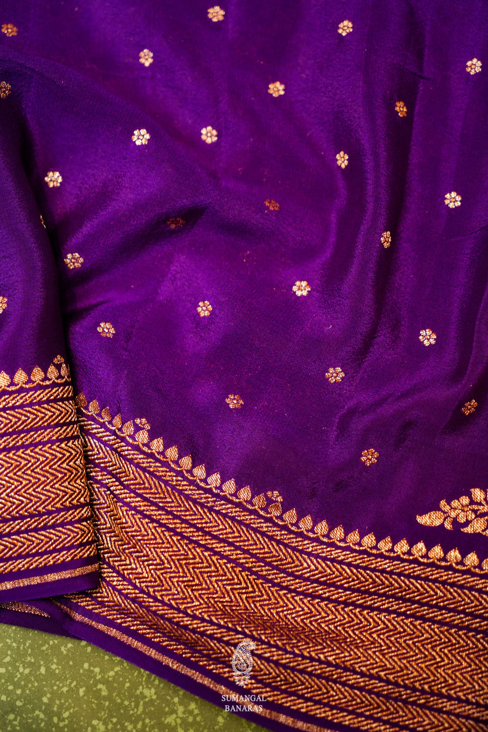 Handwoven Purple Banarasi Crepe Georgette  Saree