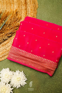 Handwoven Pink Banarasi Crepe Georgette  Saree