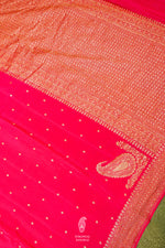 Handwoven Pink Banarasi Crepe Georgette  Saree