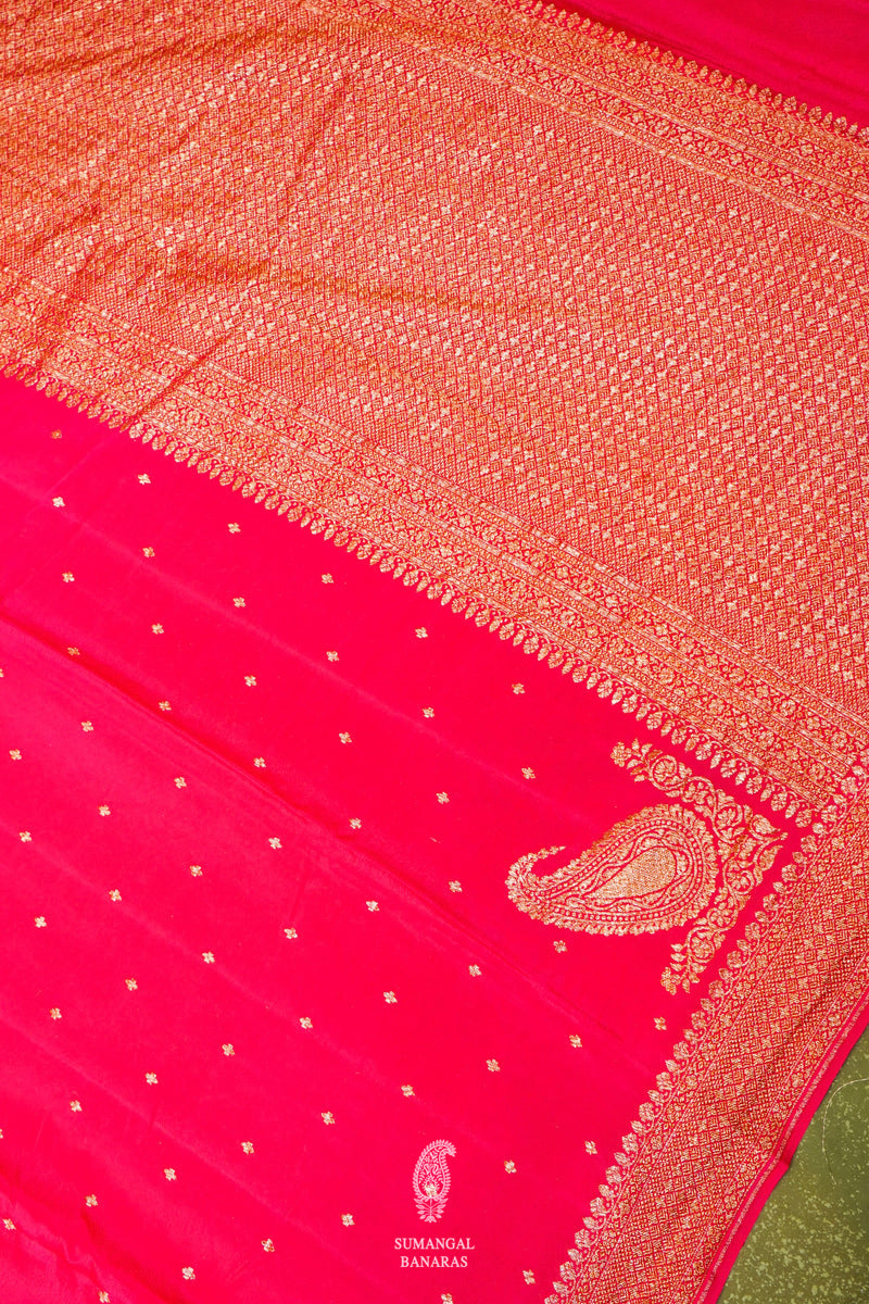 Handwoven Pink Banarasi Crepe Georgette  Saree