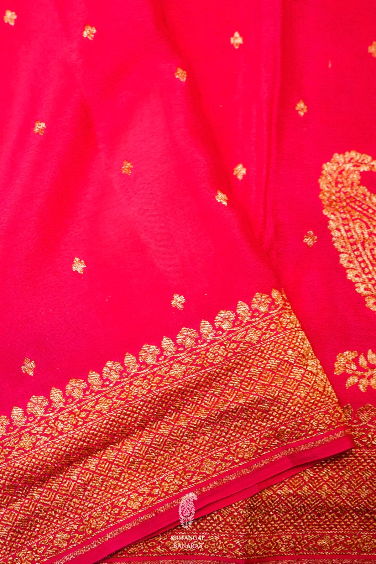 Handwoven Pink Banarasi Crepe Georgette  Saree