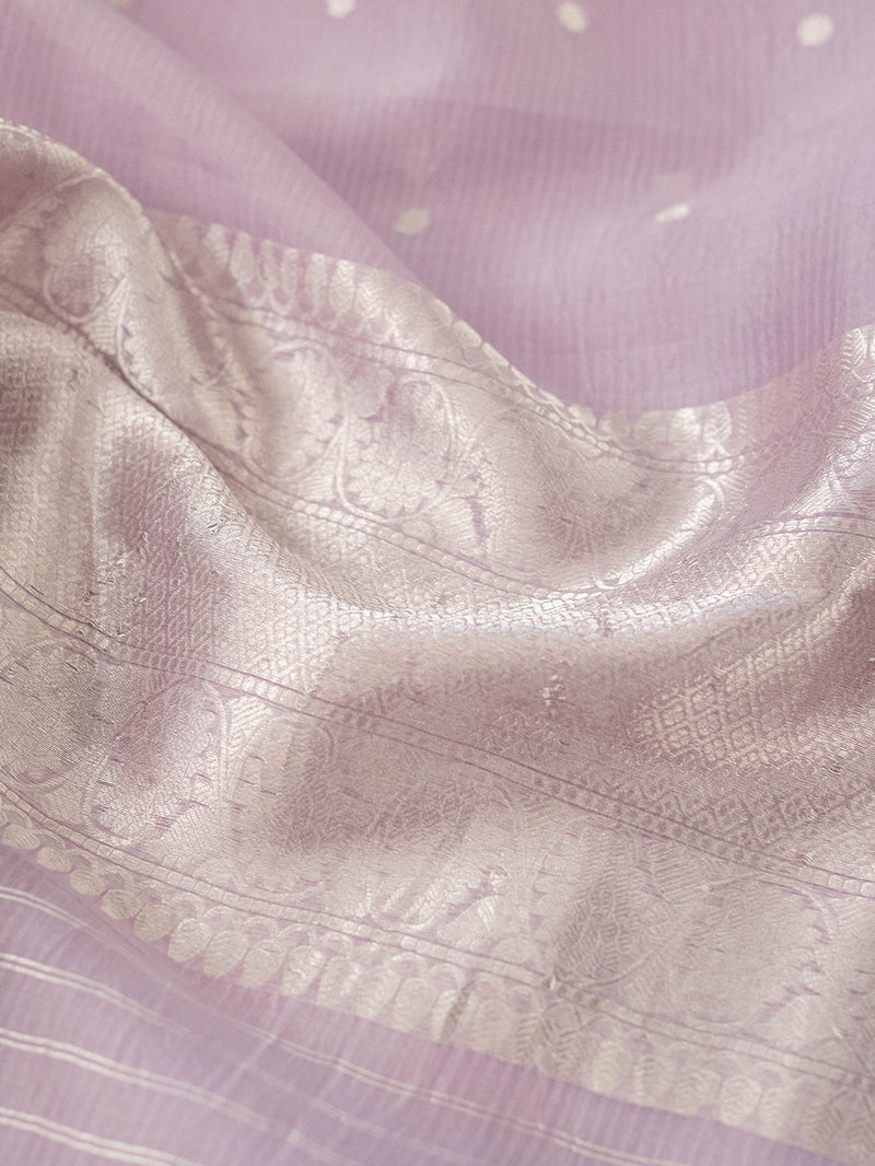Handwoven Mauve Banarasi Linen Silk Suit