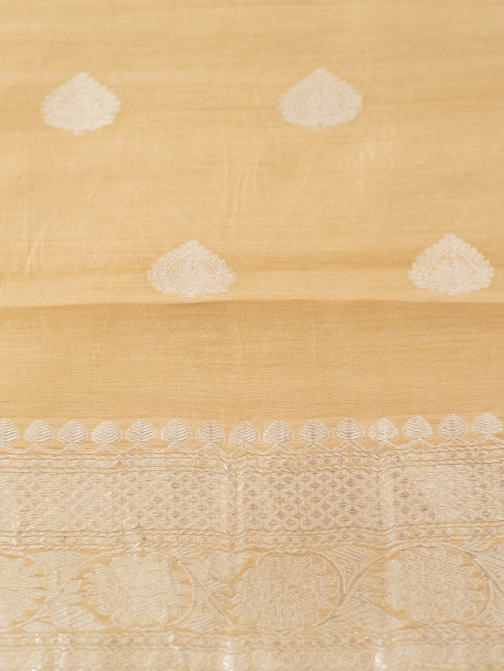 Handwoven Beige Banarasi Linen Silk Suit
