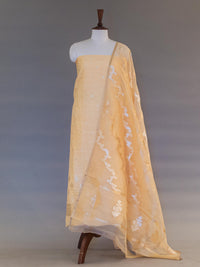 Handwoven Beige Banarasi Linen Suit