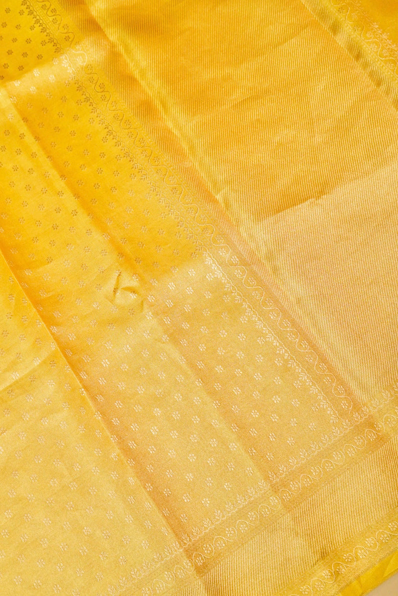 Handwoven Yellow Banarasi Tissue Silk Saree