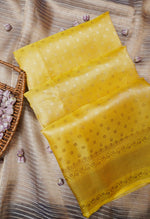 Handwoven Yellow Banarasi Tissue Silk Saree