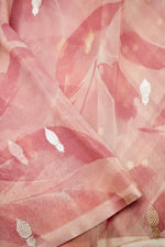 Handwoven Peach Banarasi Organza Saree