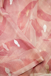 Handwoven Peach Banarasi Organza Saree