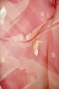 Handwoven Peach Banarasi Organza Saree