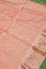 Handwoven Peach Banarasi Organza Saree