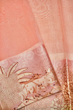 Handwoven Peach Banarasi Organza Saree