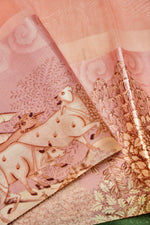 Handwoven Peach Banarasi Organza Saree
