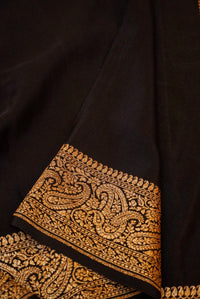 Handwoven Black Banarasi Crepe Georgette Saree