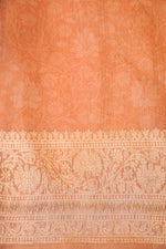 Handwoven Pastel Orange Banarasi Tussar Silk Saree