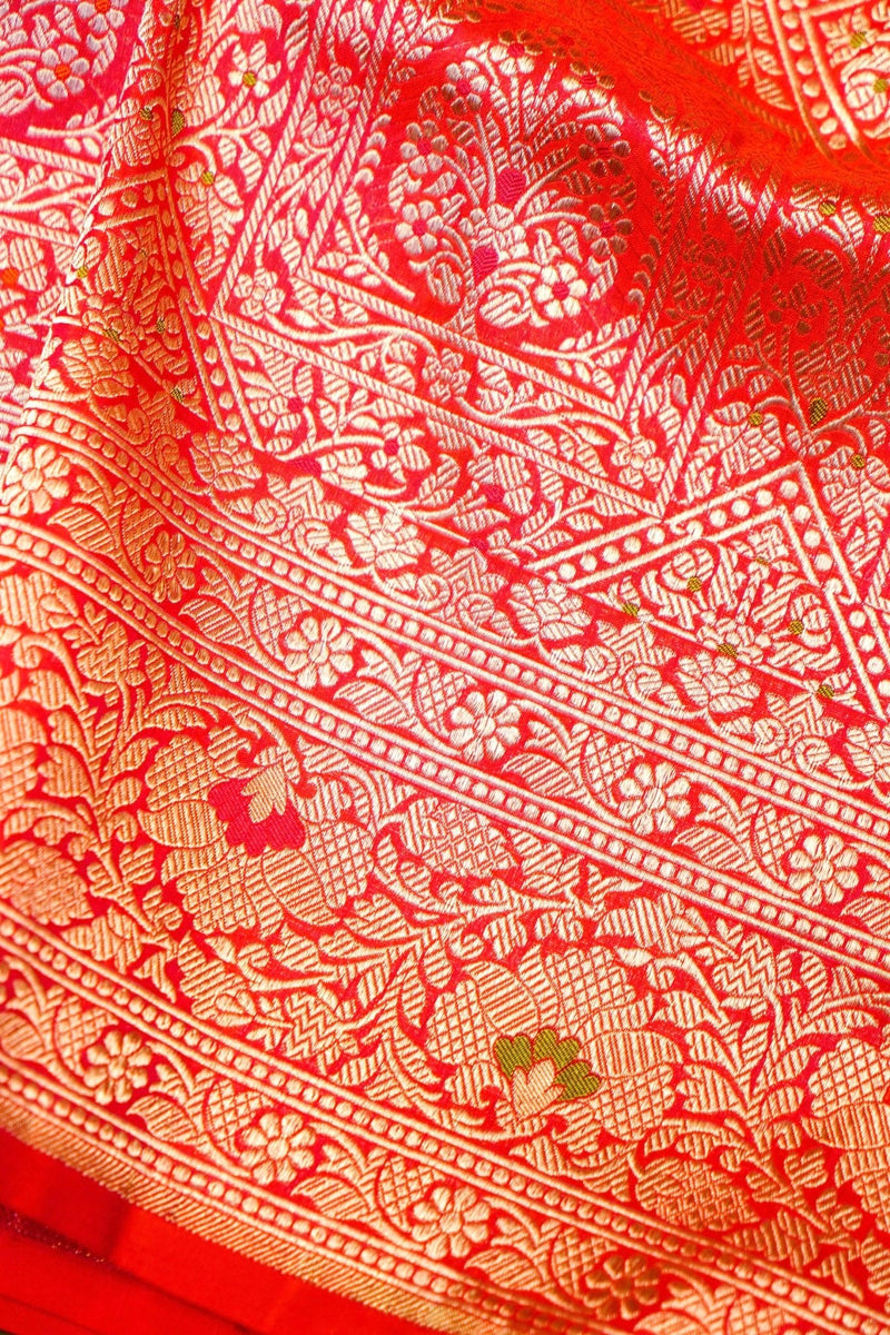 Handwoven Red Banarasi Katan Silk Saree