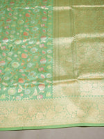 Handwoven Light Green Banarasi Meenakari Katan Silk Saree