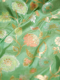 Handwoven Light Green Banarasi Meenakari Katan Silk Saree