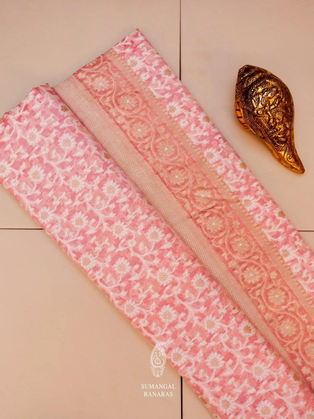 Handwoven Pink Banarasi Cotton Saree
