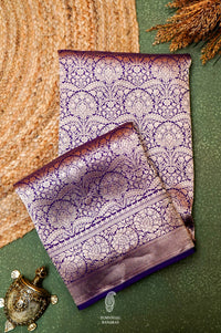 Handwoven Purple Banarasi Katan Soft Silk Saree