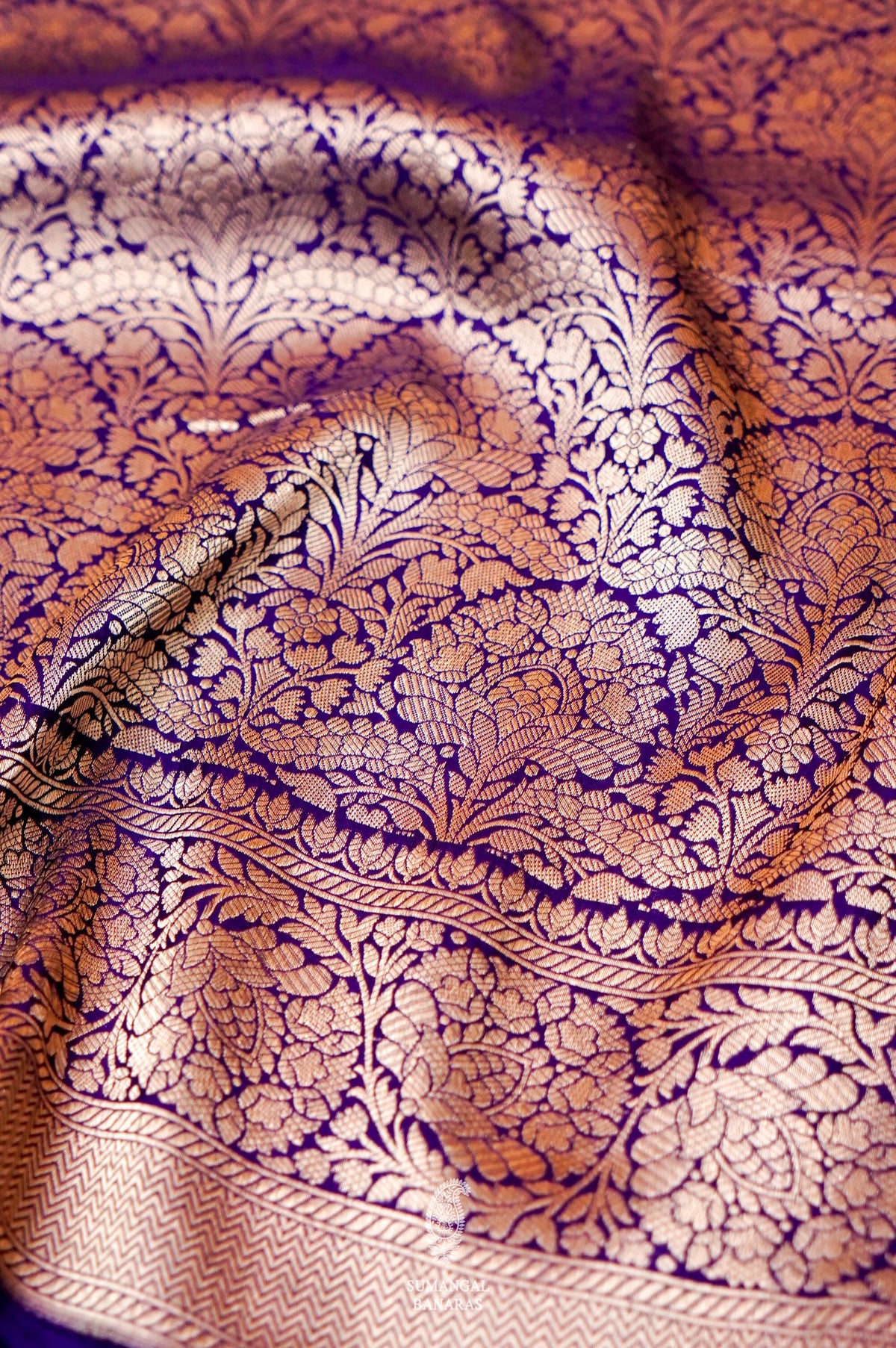 Handwoven Purple Banarasi Katan Soft Silk Saree