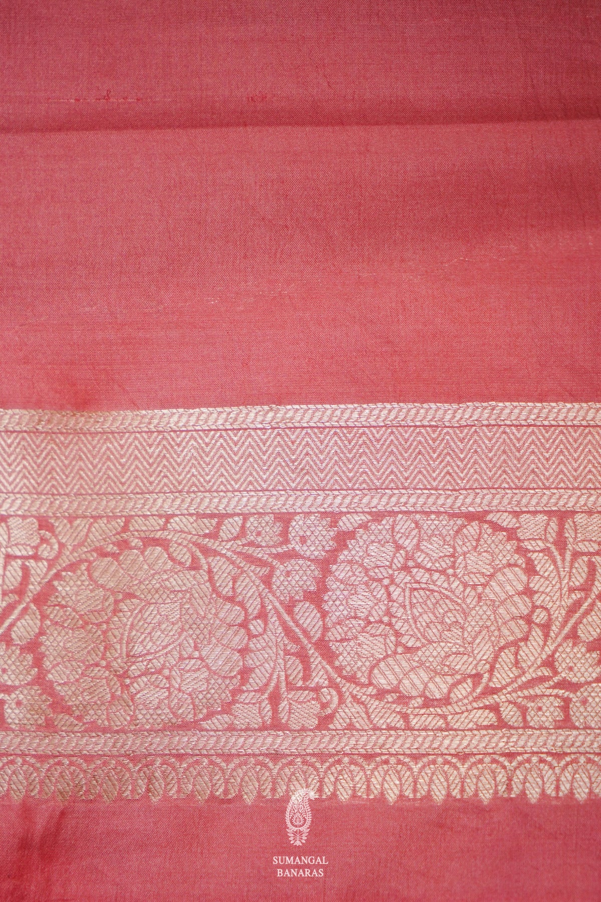 Handwoven Rose Gold Banarasi Katan Soft Silk Saree