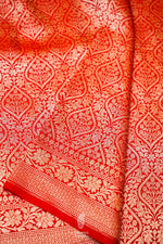 Handwoven Red Banarasi Katan Soft Silk Saree