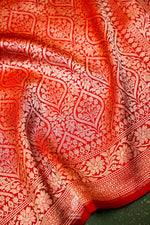 Handwoven Red Banarasi Katan Soft Silk Saree