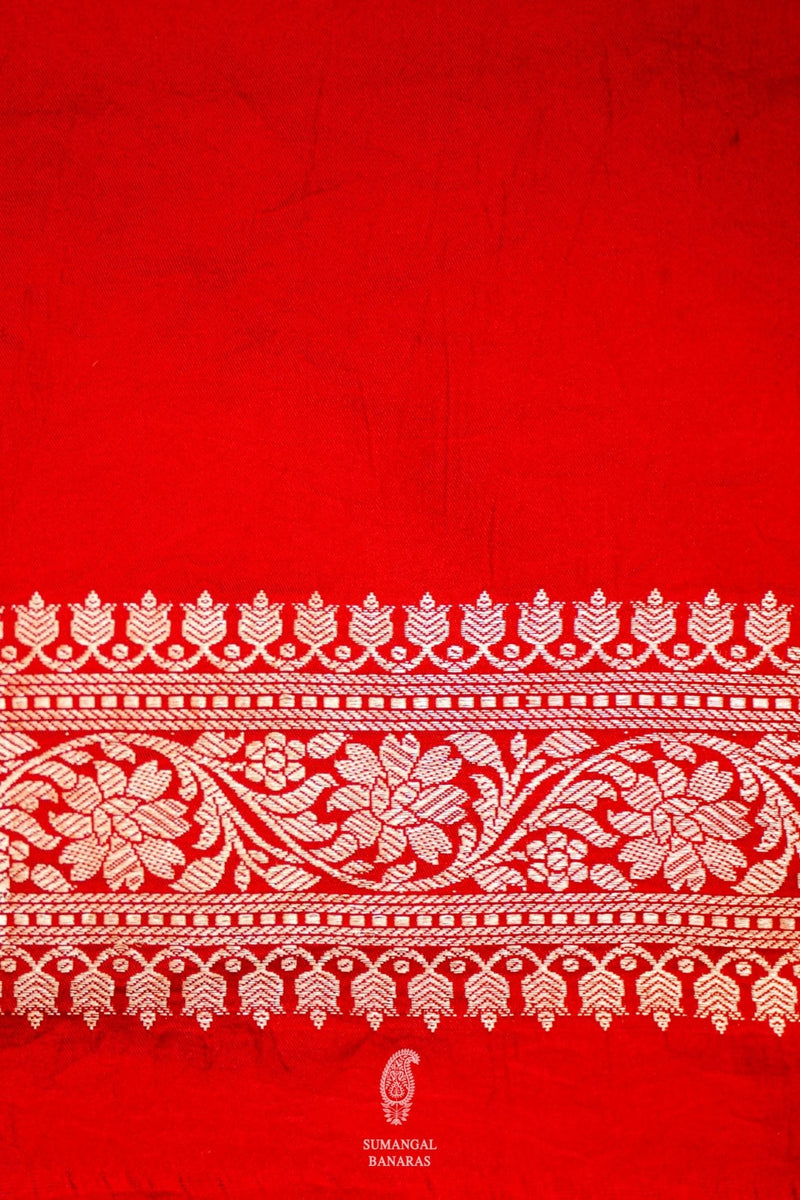 Handwoven Red Banarasi Katan Soft Silk Saree