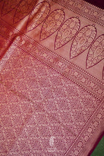 Handwoven Wine Banarasi Katan Soft Silk Saree