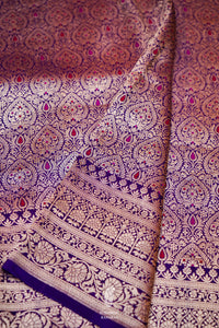 Handwoven Purple Banarasi Katan Soft Silk Saree